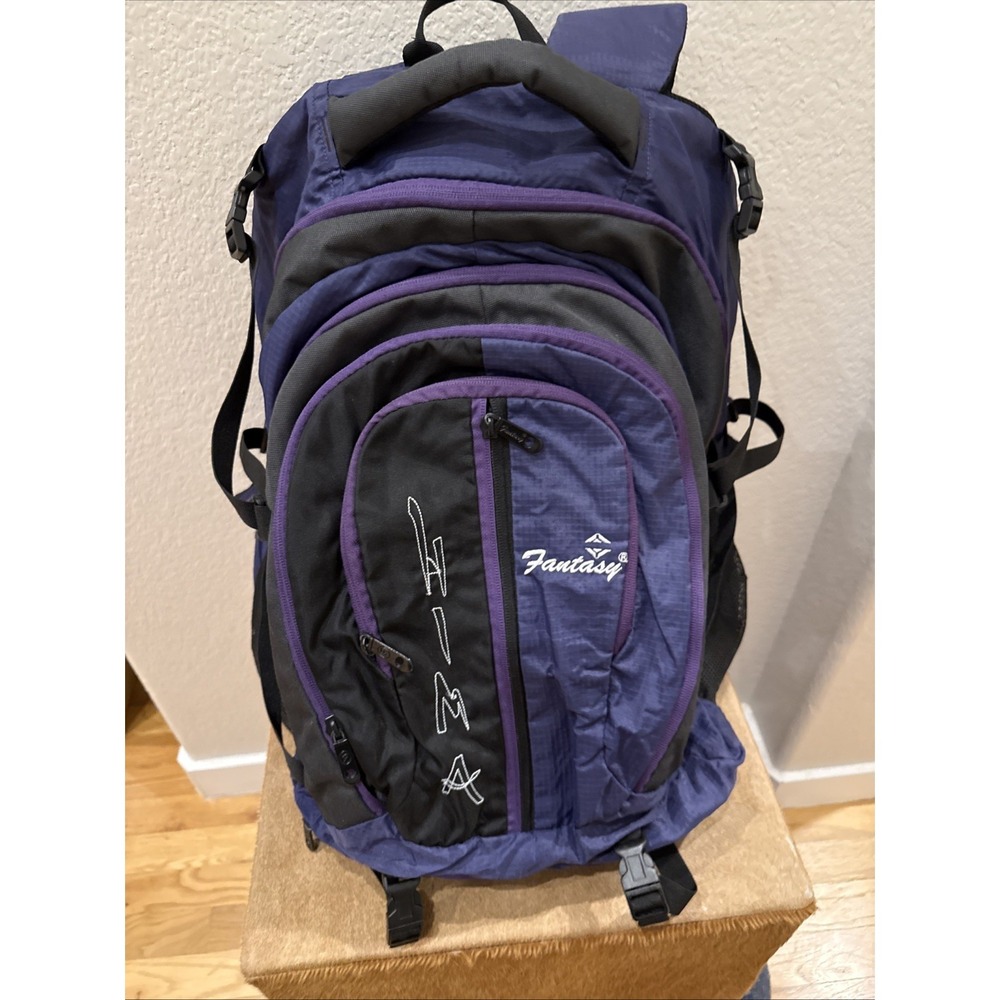 HIMA Fantasy 45L Hiking Backpack Purple Black Multi Pocket Camping Travel